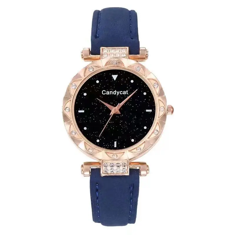 Candycat Starry Sky Rose Gold Watch Black Strap - Image 9