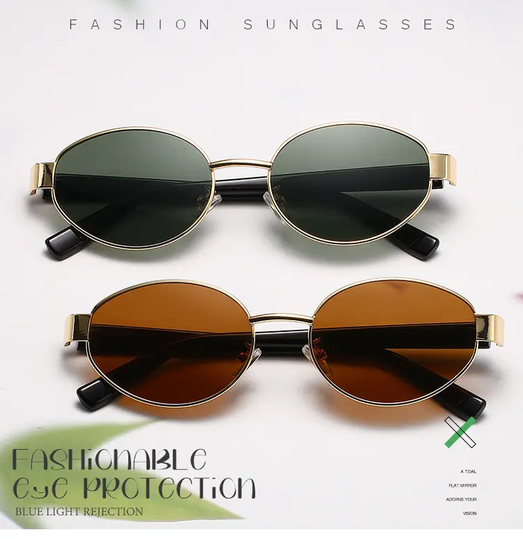 New Fashion Metal Oval Sunglasses for Women — feature 1