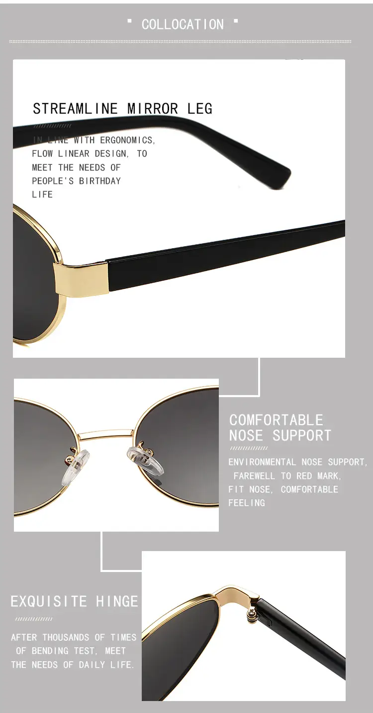New Fashion Metal Oval Sunglasses for Women — feature 14