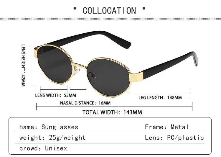 New Fashion Metal Oval Sunglasses for Women — feature 5