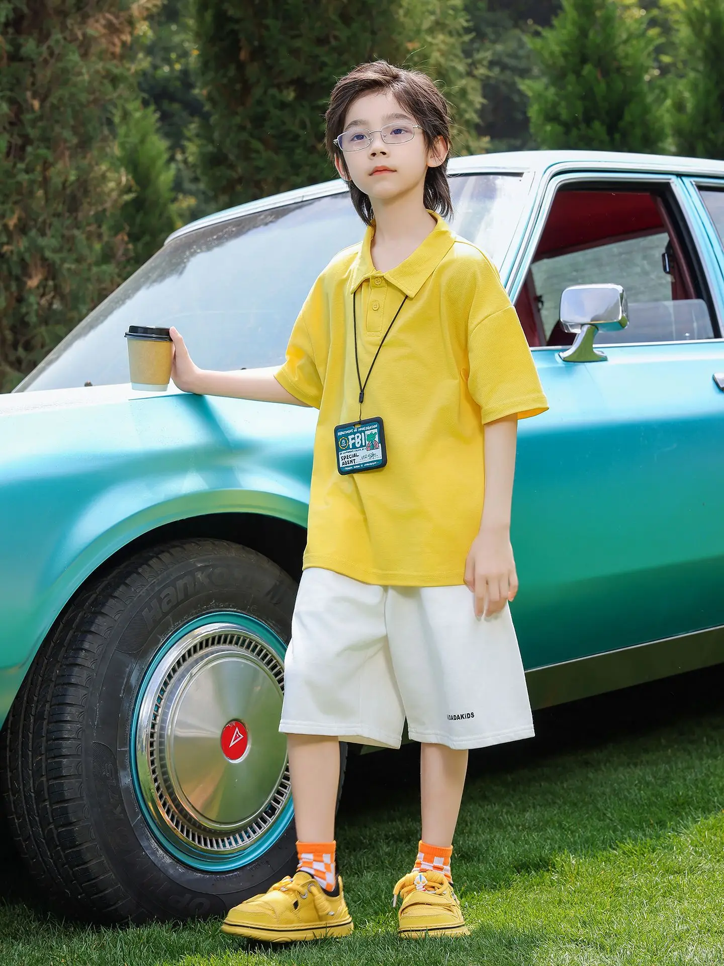 Boys Polo Shirt Yellow Panda Medium Large - Image 7