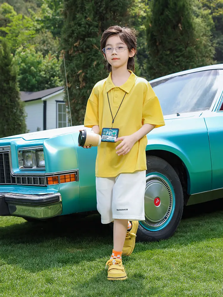 Boys Polo Shirt Yellow Panda Medium Large - Image 8