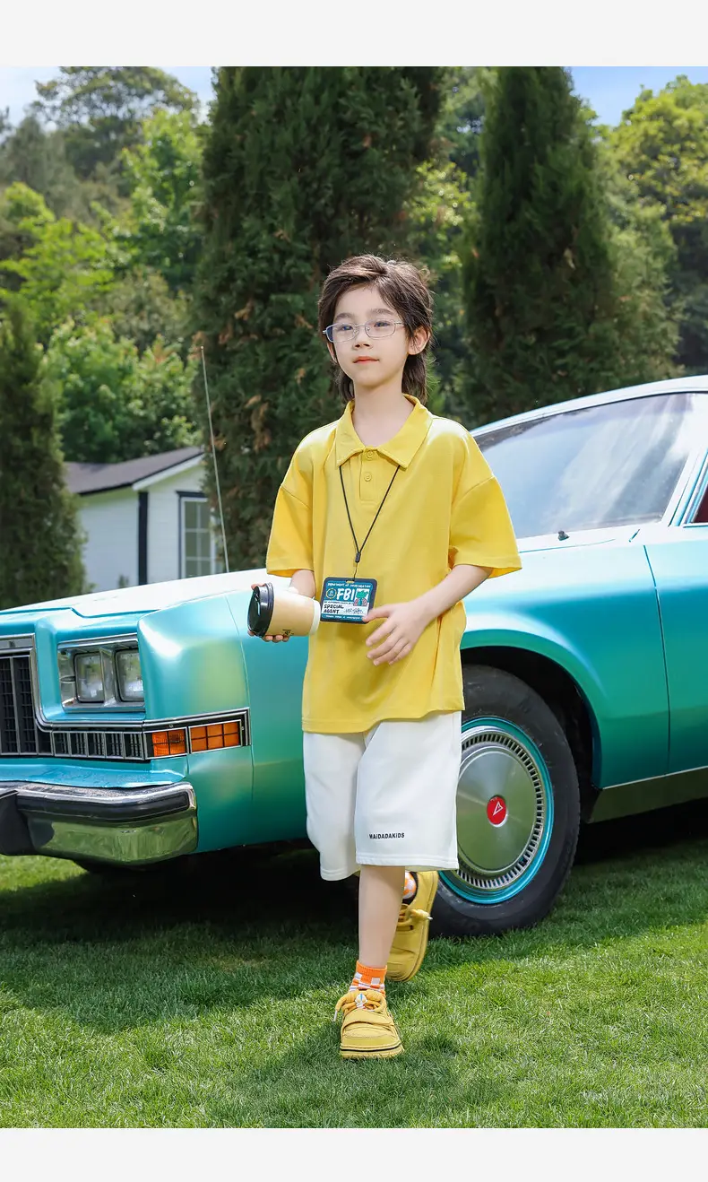 Boys Polo Shirt Yellow Panda Medium Large — feature 26