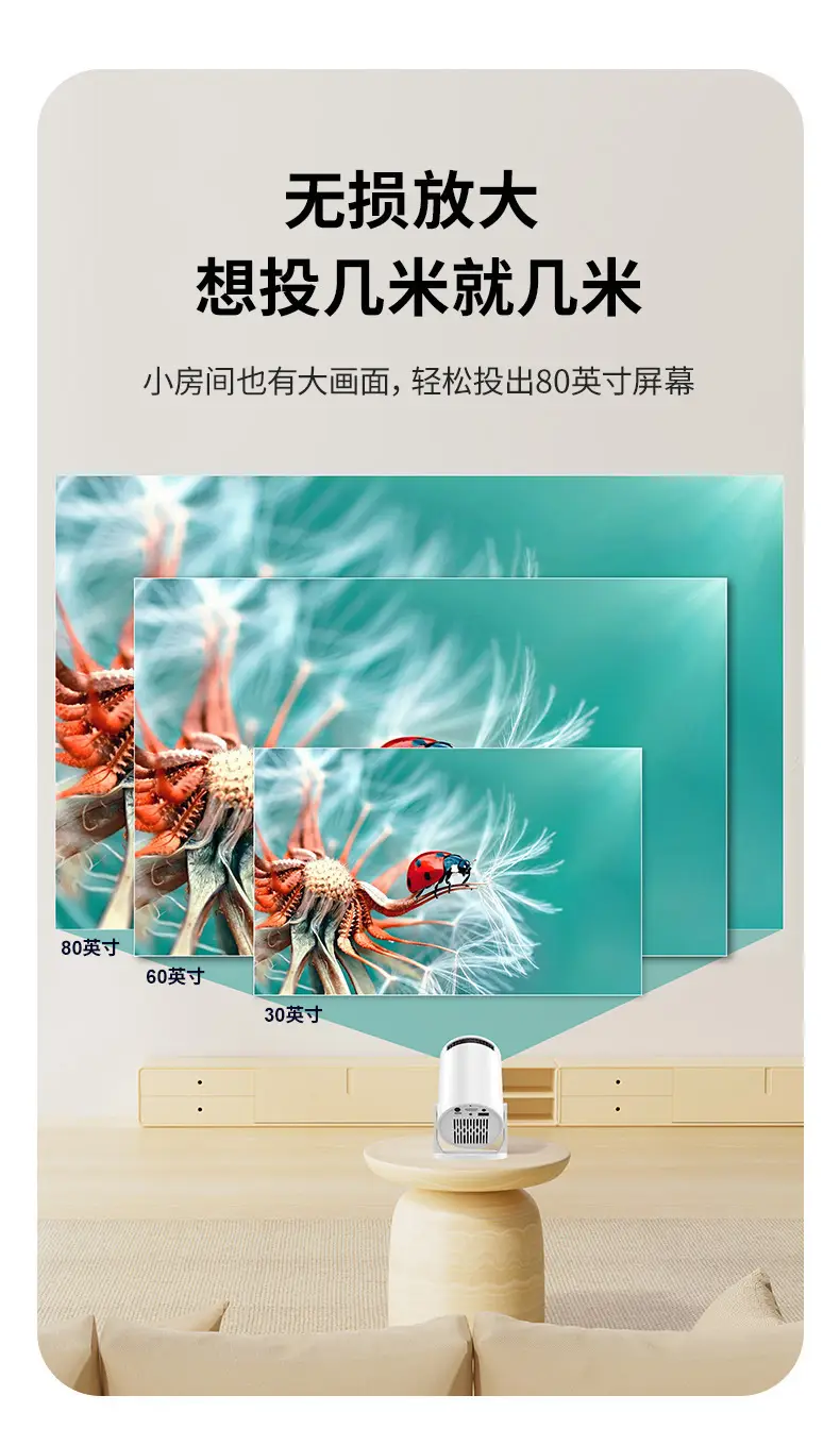Hy300 Mini Projector Supports 1080P Wireless Screen Projection 4K Hd Portable Home Projector Upgraded Version — feature 8