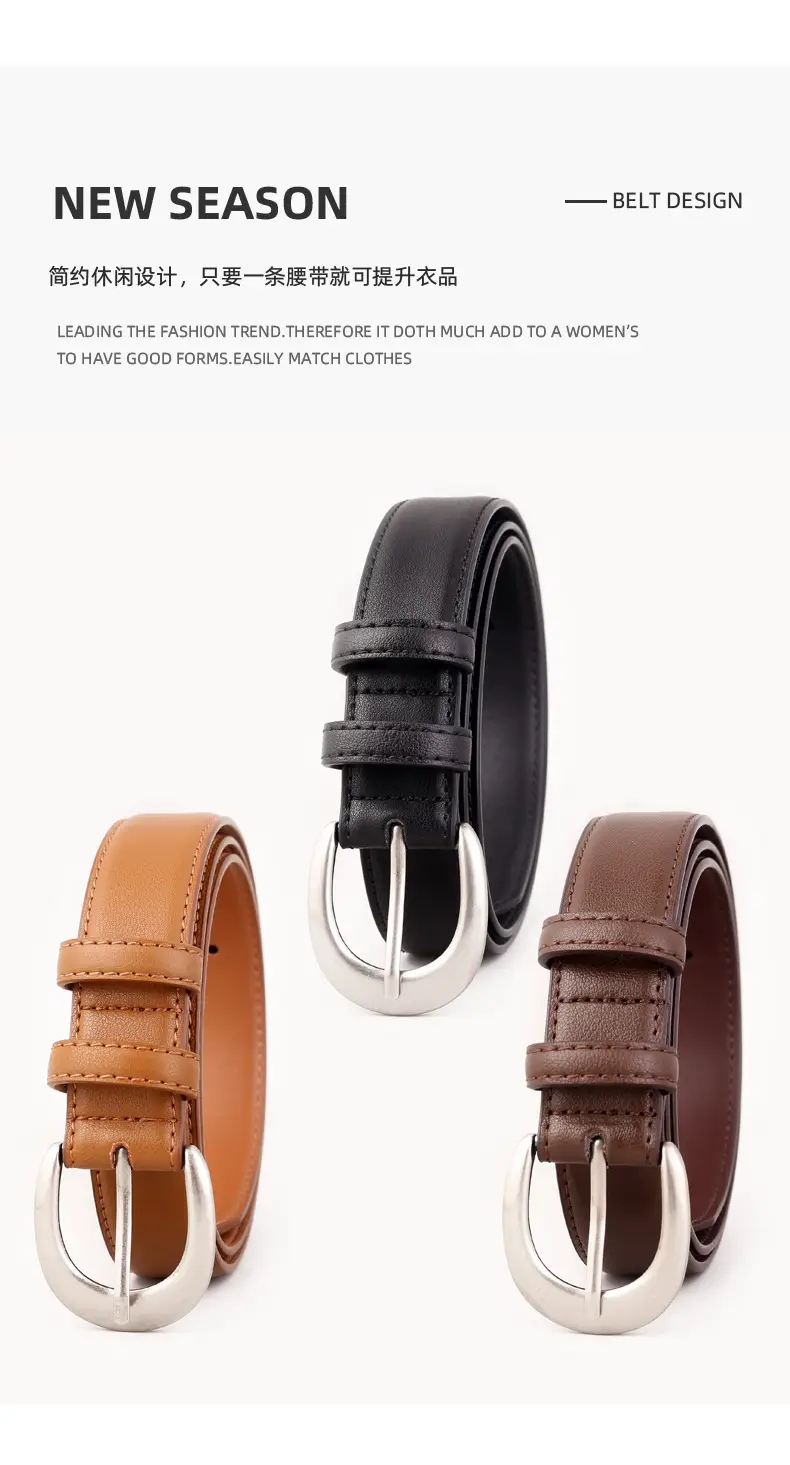 Cowhide Belt with Antique Silver Buckle for Women — feature 12