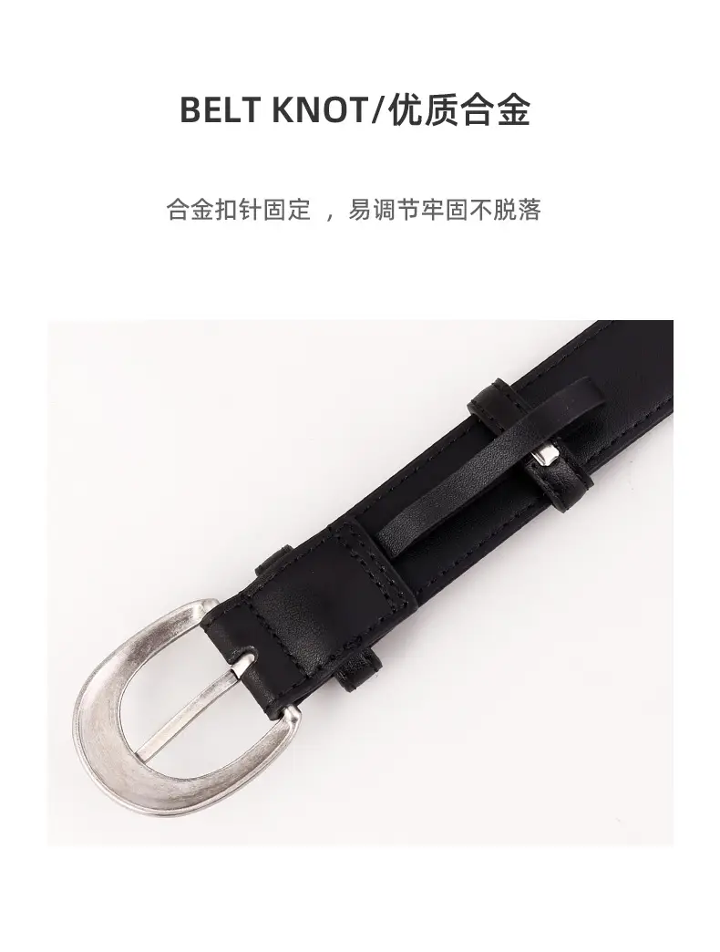 Cowhide Belt with Antique Silver Buckle for Women — feature 16