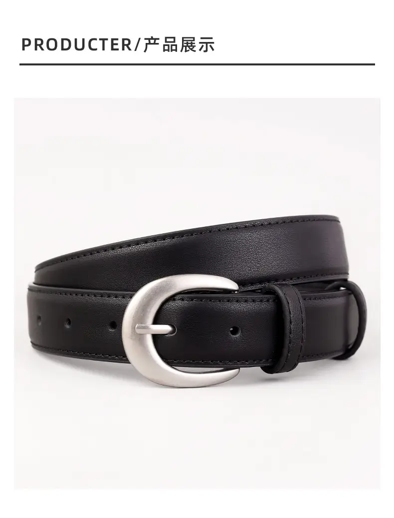 Cowhide Belt with Antique Silver Buckle for Women — feature 19