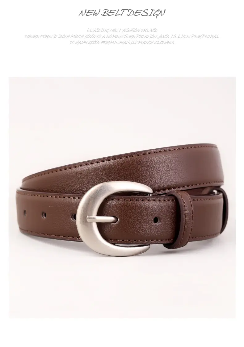 Cowhide Belt with Antique Silver Buckle for Women — feature 21