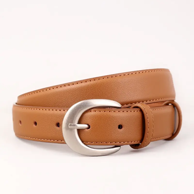 Cowhide Belt with Antique Silver Buckle for Women - Image 2