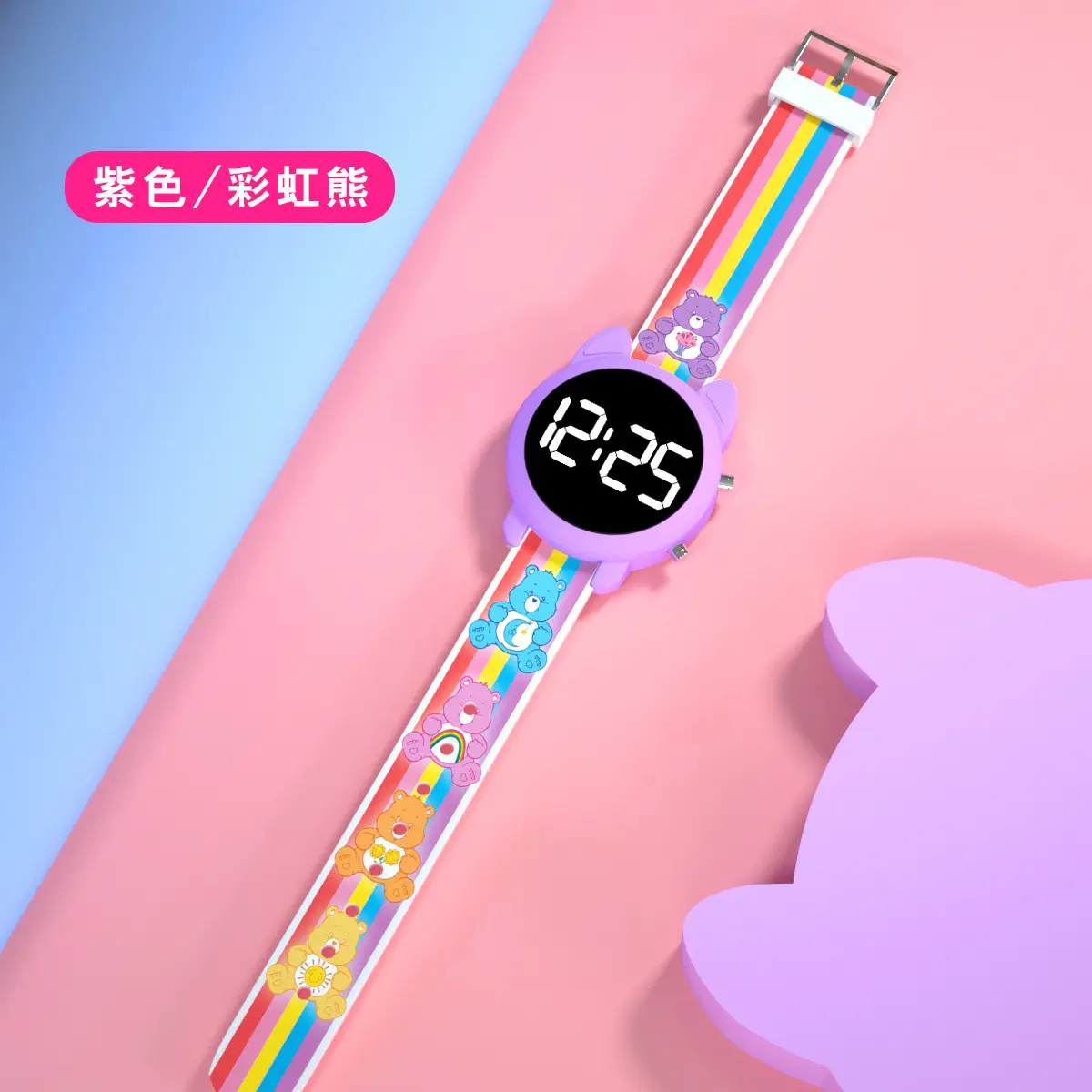 Cute Cat Head Digital Watch for Girls Boys Pink - Image 2