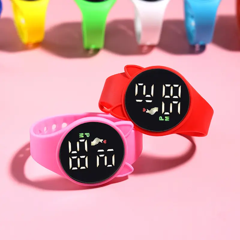 Pink Cat Ears Waterproof Touch Watch for Men Women
