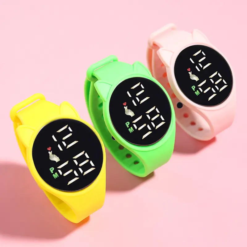 Pink Cat Ears Waterproof Touch Watch for Men Women