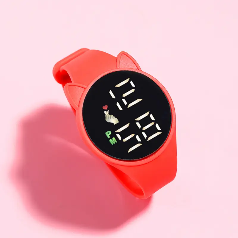 Pink Cat Ears Waterproof Touch Watch for Men Women