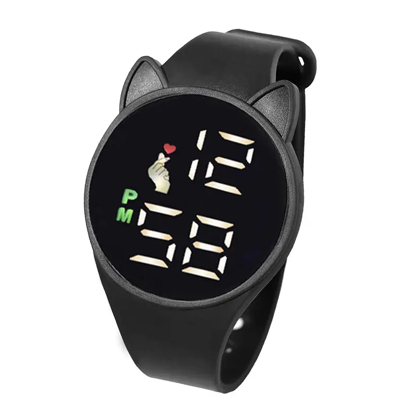 Pink Cat Ears Waterproof Touch Watch for Men Women