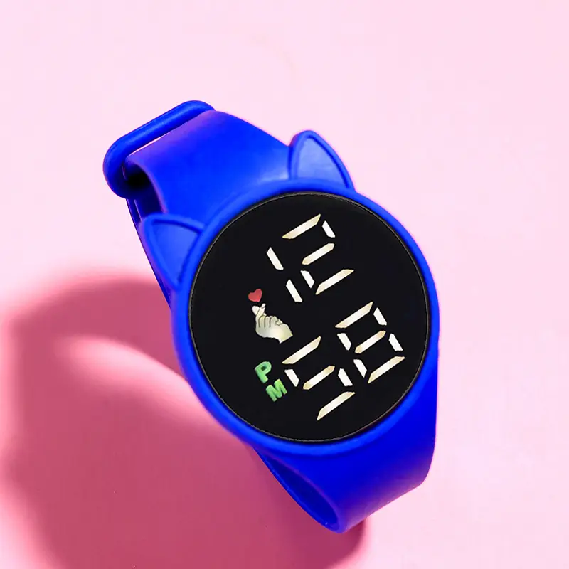 Pink Cat Ears Waterproof Touch Watch for Men Women