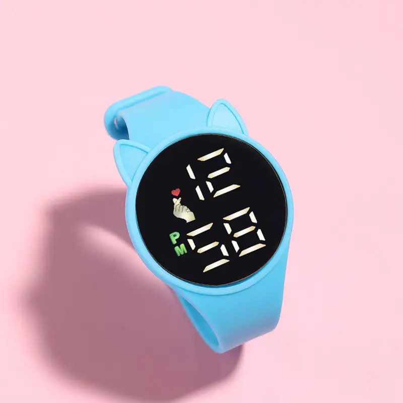 Pink Cat Ears Waterproof Touch Watch for Men Women