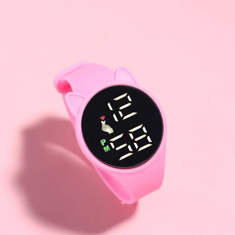 Pink Cat Ears Waterproof Touch Watch for Men Women