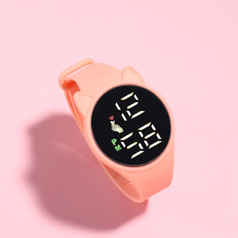 Pink Cat Ears Waterproof Touch Watch for Men Women