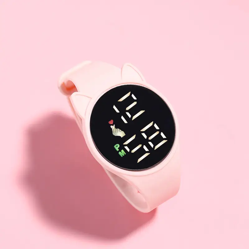 Pink Cat Ears Waterproof Touch Watch for Men Women