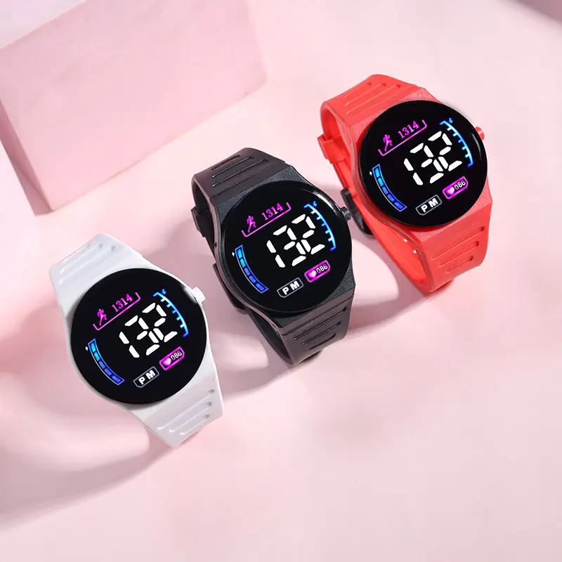 LED Sports Watch for Men Women Black Orange White — feature 2