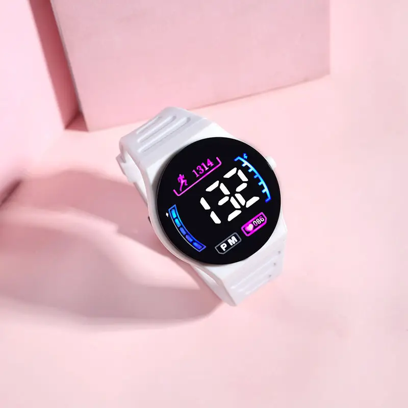 LED Sports Watch for Men Women Black Orange White - Image 2