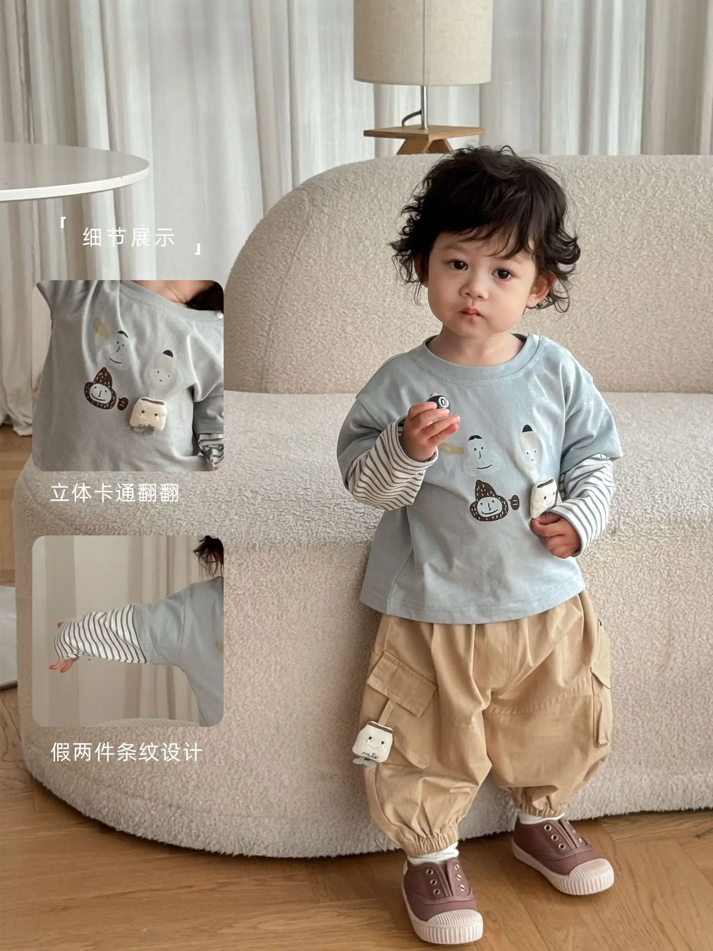 Children's Cartoon Two-Piece T-Shirts Set Autumn Boys - Image 10