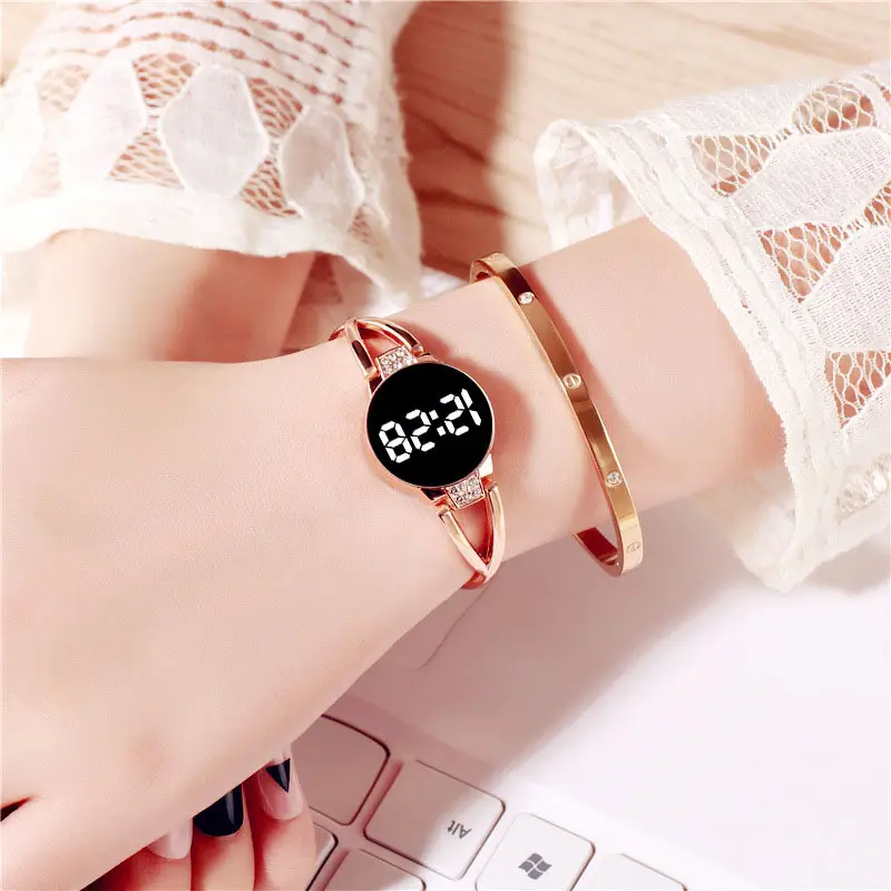 Women's Touch Digital Watch with Diamond Studs - Image 9