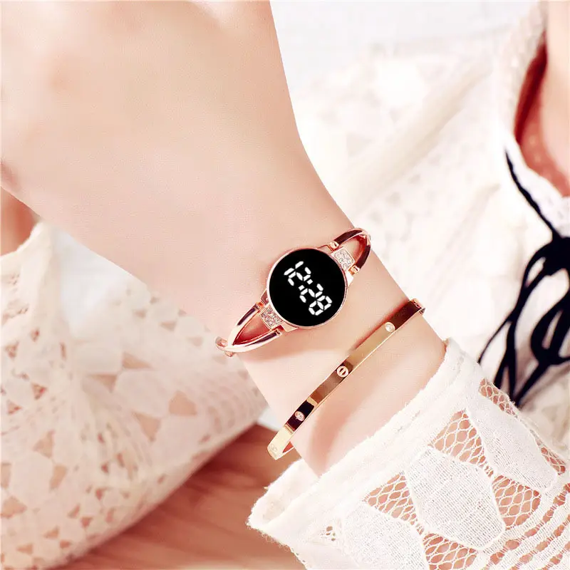 Women's Touch Digital Watch with Diamond Studs — feature 4