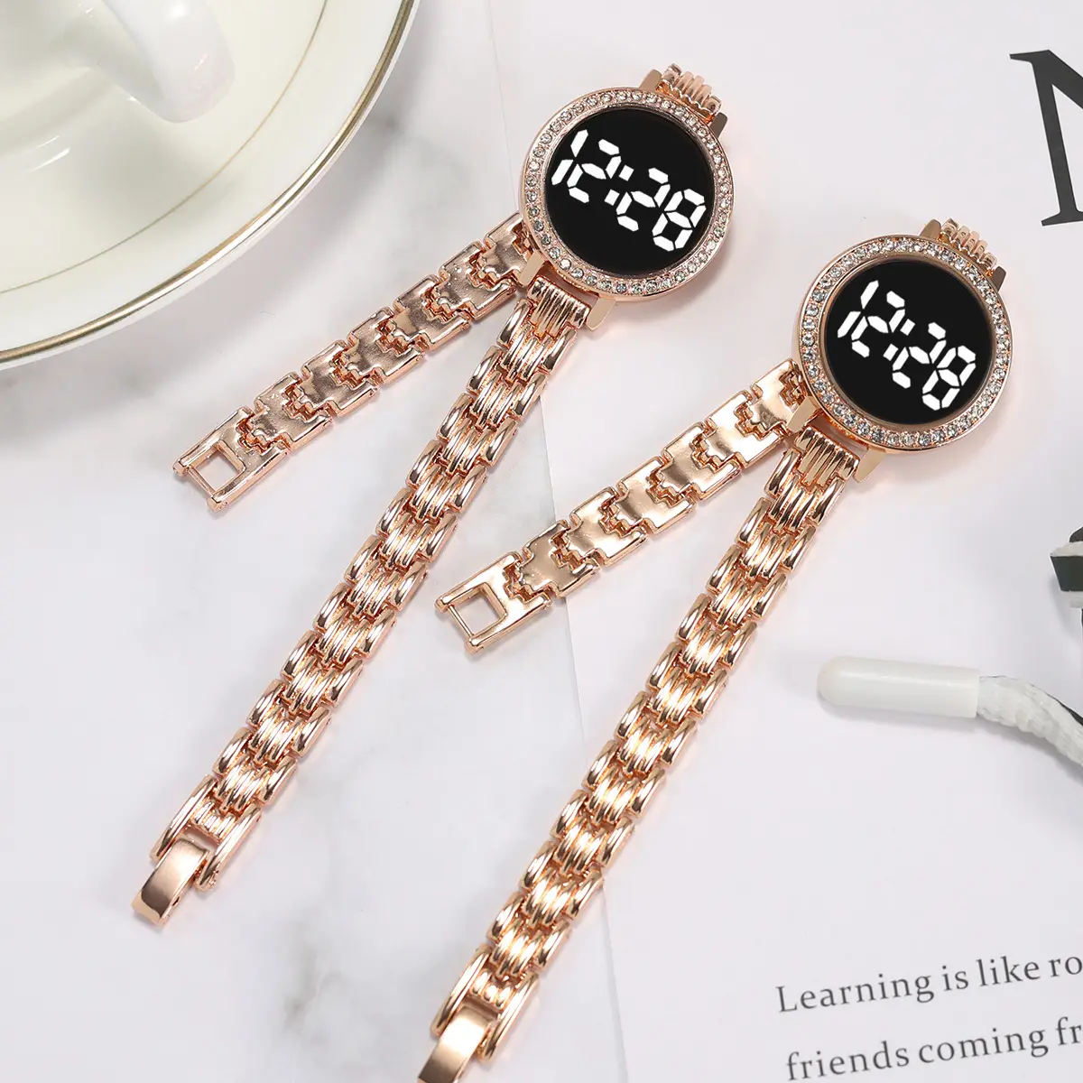New Women's Black LED Digital Chain Watch - Image 3