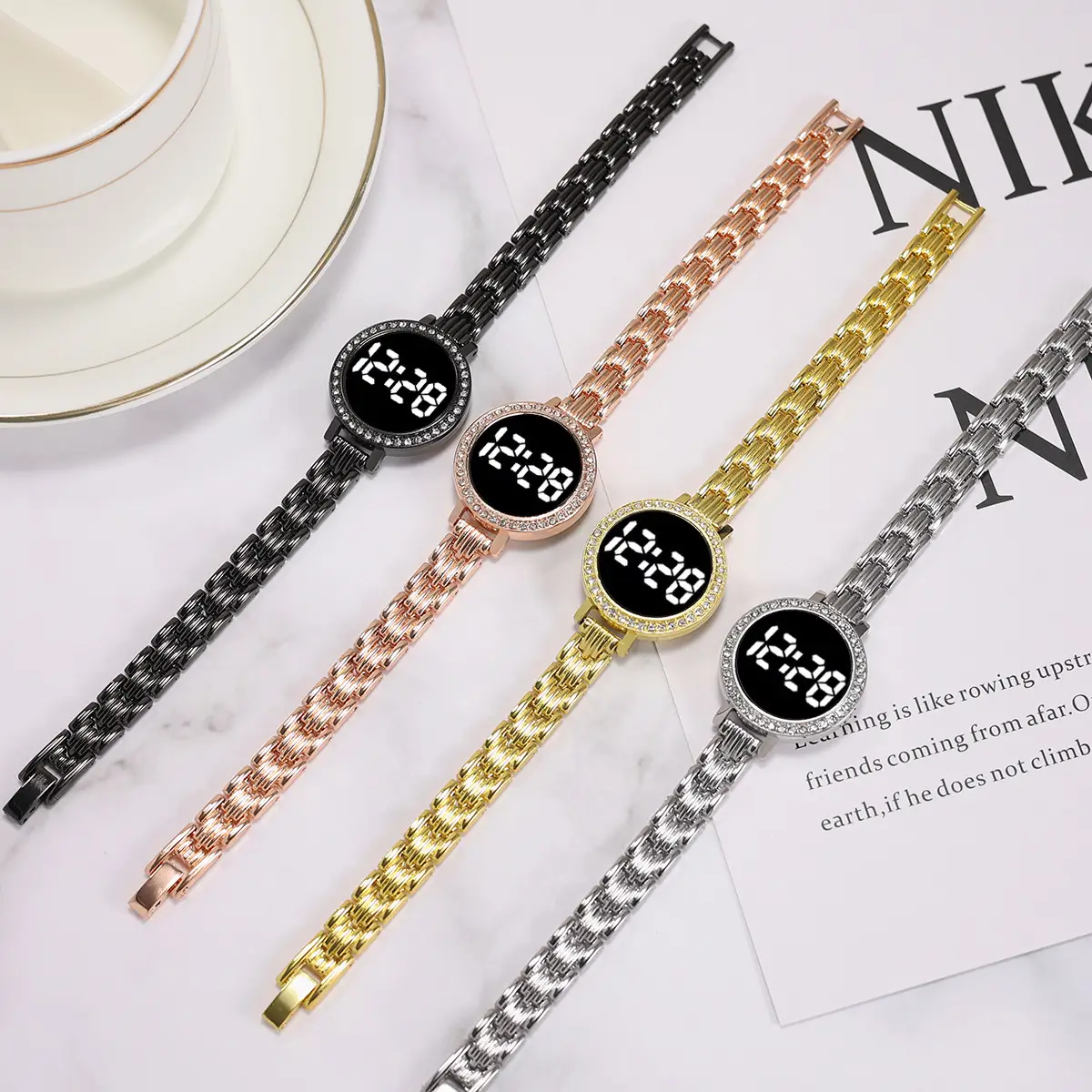 New Women's Black LED Digital Chain Watch - Image 4