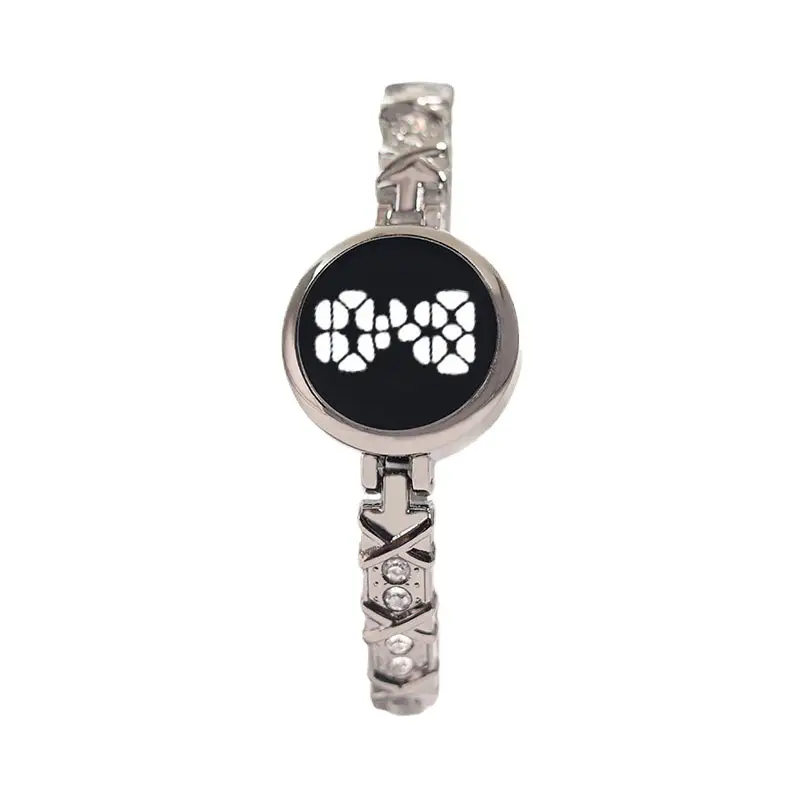 Ladies Digital Watch with Diamond Bracelet & Touch LED Display