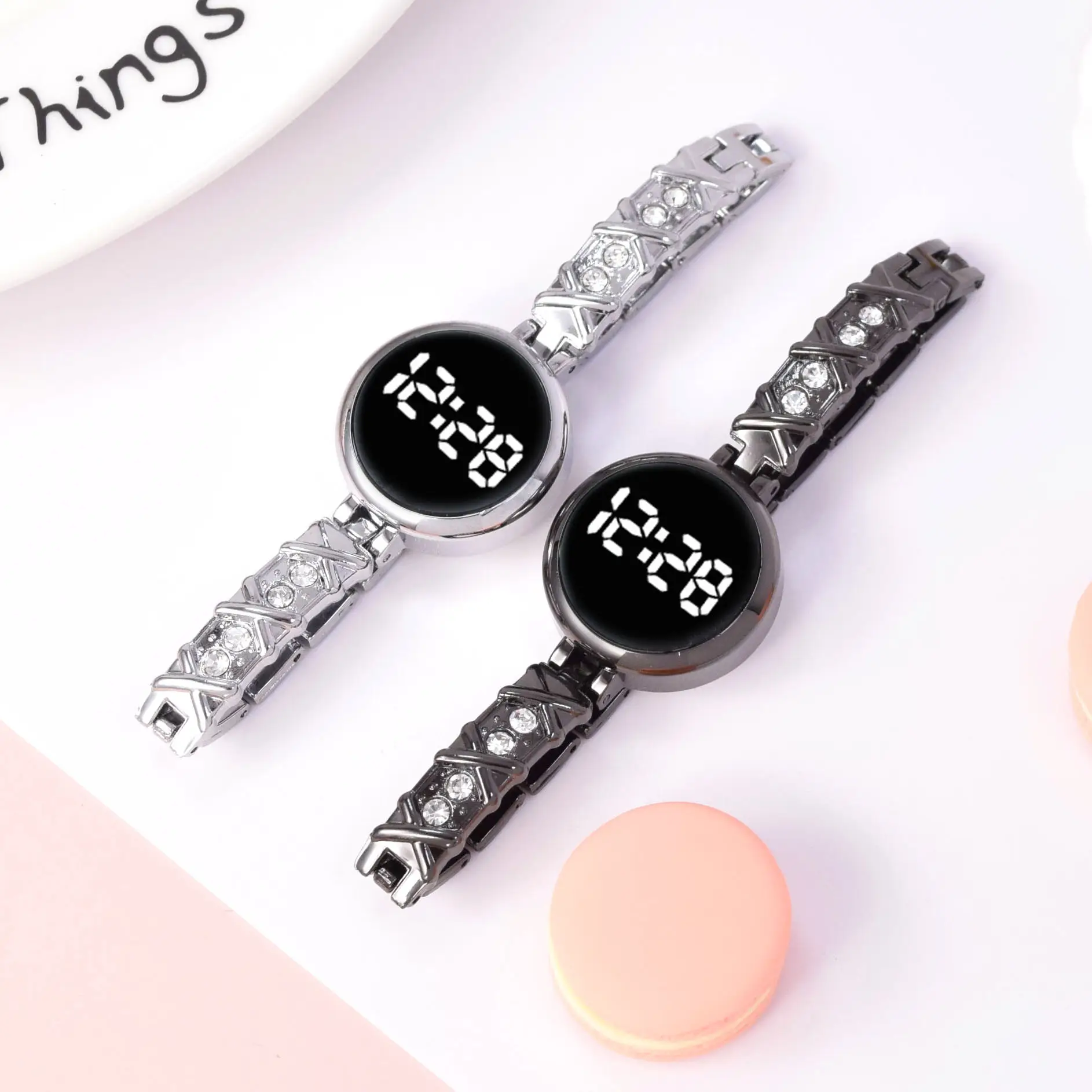 Ladies Digital Watch with Diamond Bracelet & Touch LED Display — feature 7