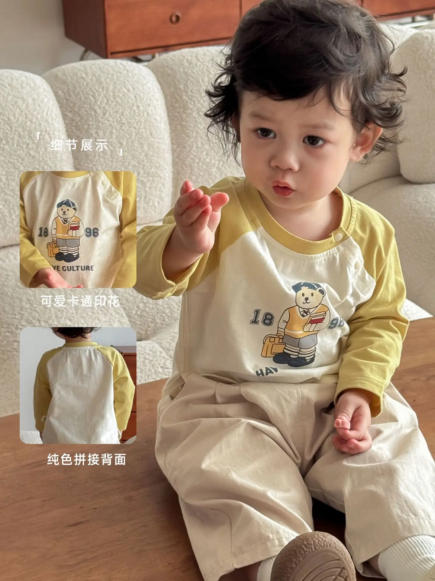 Girls Raglan Sleeve T-Shirt Blue White Cartoon Print - Image 11