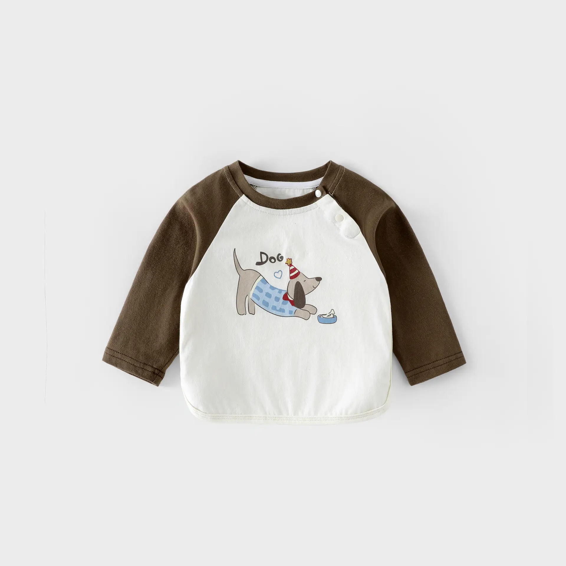 Girls Raglan Sleeve T-Shirt Blue White Cartoon Print - Image 2