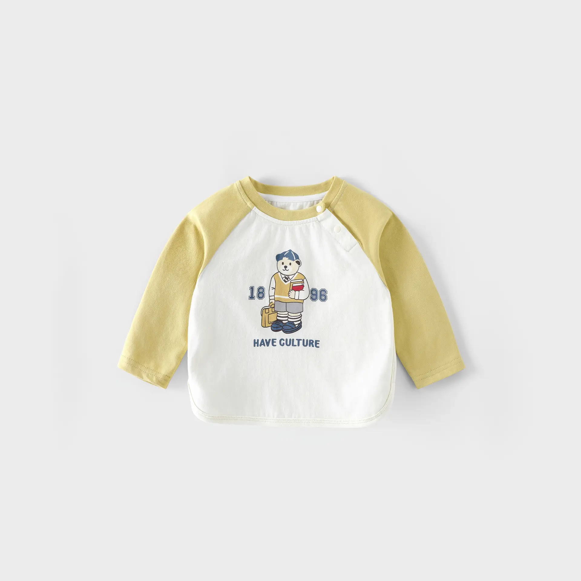 Girls Raglan Sleeve T-Shirt Blue White Cartoon Print - Image 4