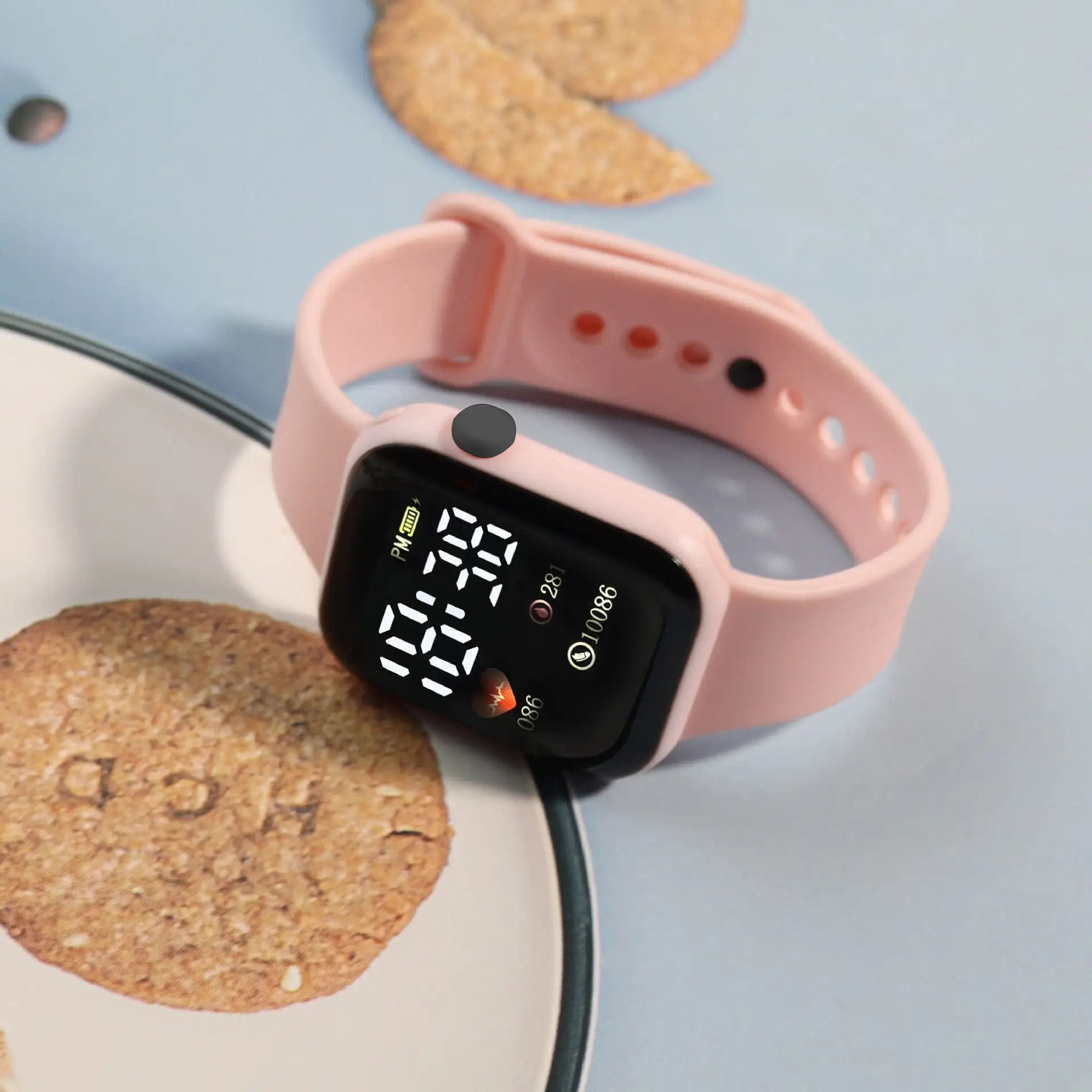 Digital Smart Watch for Girls with Blue & White Bands - Image 11