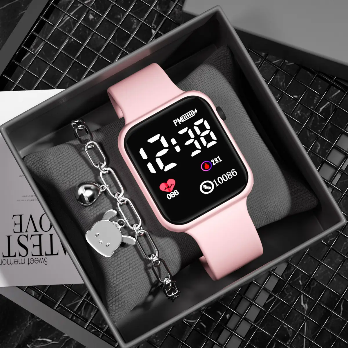 Digital Smart Watch for Girls with Blue & White Bands - Image 3