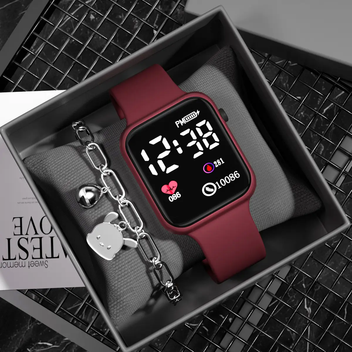 Digital Smart Watch for Girls with Blue & White Bands - Image 4