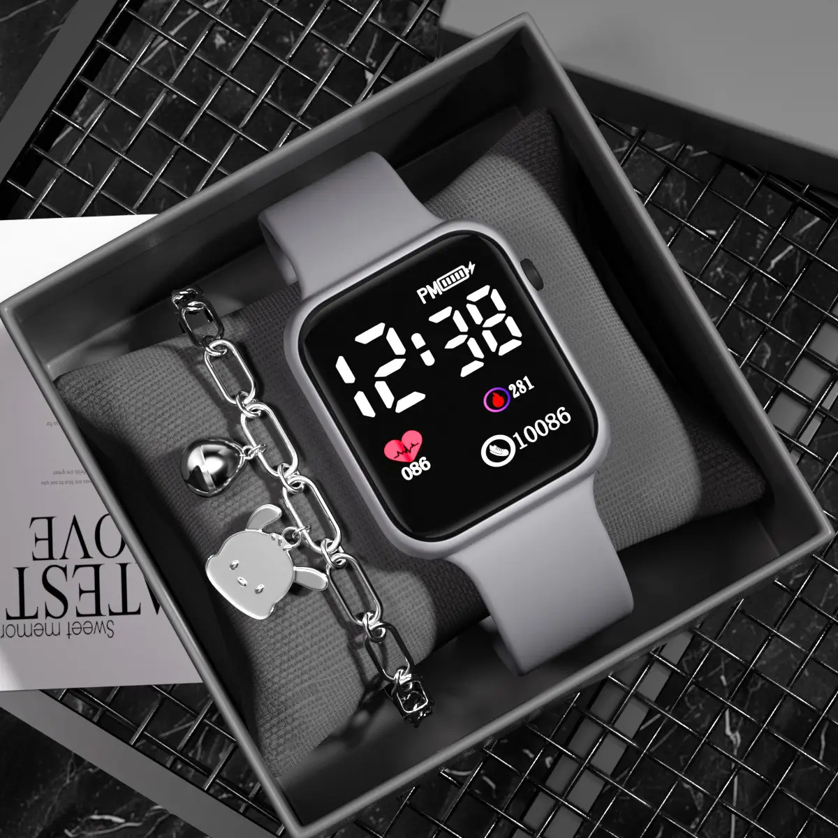 Digital Smart Watch for Girls with Blue & White Bands - Image 6