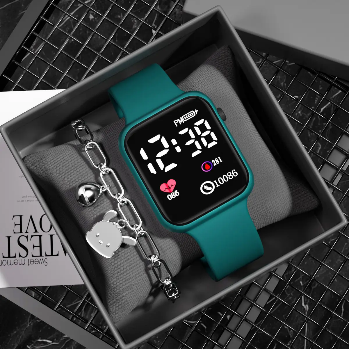 Digital Smart Watch for Girls with Blue & White Bands - Image 7
