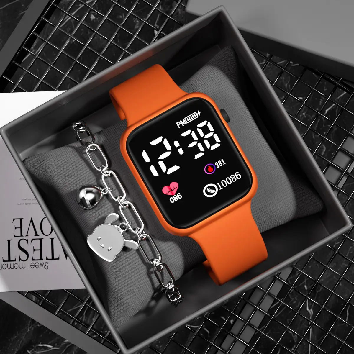 Digital Smart Watch for Girls with Blue & White Bands - Image 8
