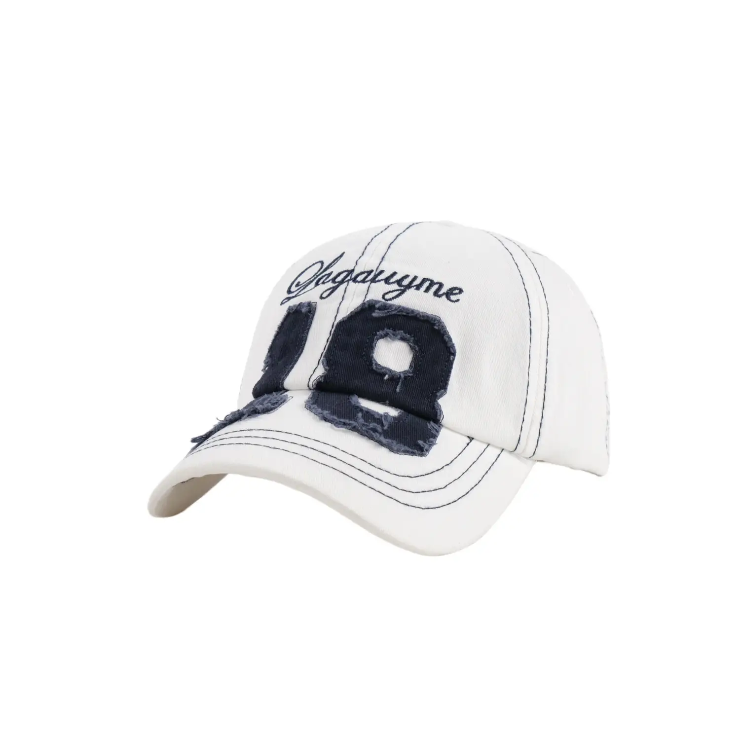 Women's White American Style Sun Hat with Letter Patches - Image 8