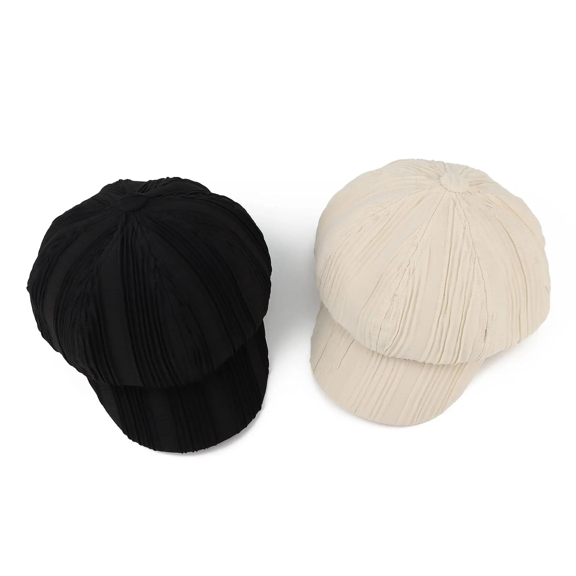 Women Pleated Newsboy Cap White 2025 Spring Summer Lightweight — feature 8