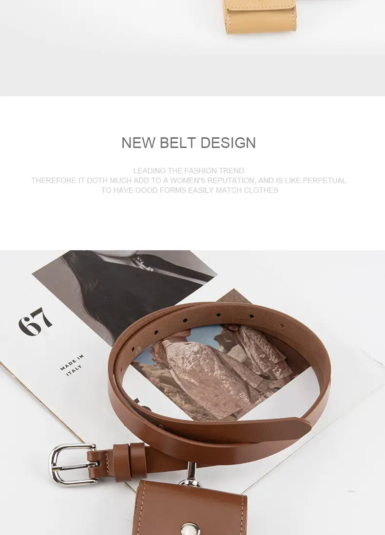 Women Genuine Leather Belt Bag with Headphone & Keychain — feature 10