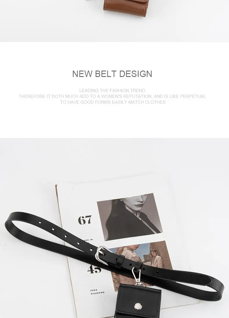 Women Genuine Leather Belt Bag with Headphone & Keychain — feature 12