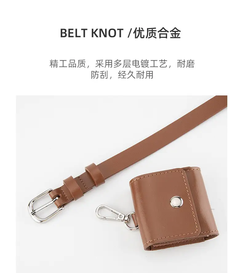 Women Genuine Leather Belt Bag with Headphone & Keychain — feature 6