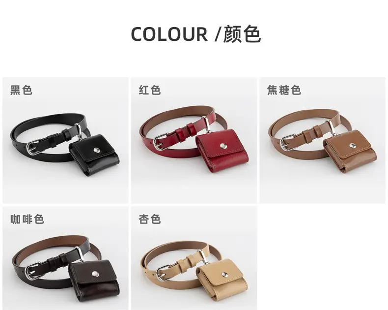 Women Genuine Leather Belt Bag with Headphone & Keychain — feature 8