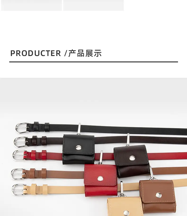 Women Genuine Leather Belt Bag with Headphone & Keychain — feature 9