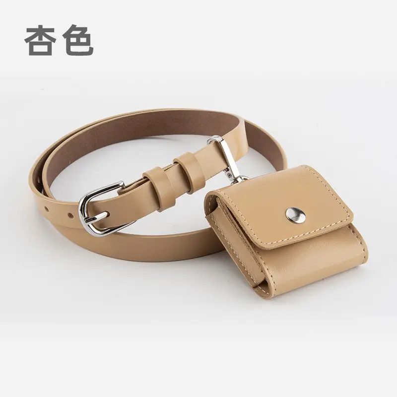 Women Genuine Leather Belt Bag with Headphone & Keychain