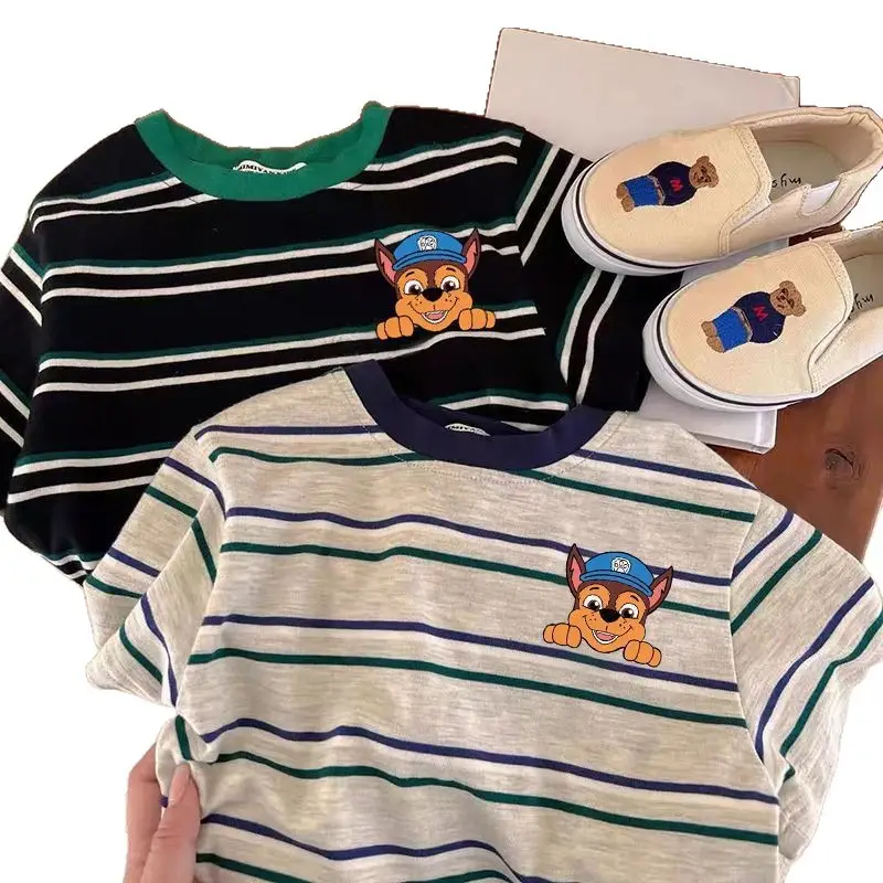 Boys Cotton Striped Cartoon T-Shirt Summer Wear - Image 5
